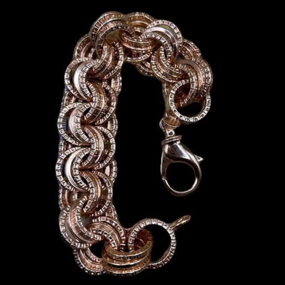 Estate Bronze Milor Italy Thick Circles Rose Gold Plated Chain Brac… - Picture 13 of 13